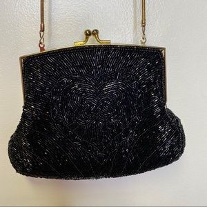 Walborg Black Beaded Evening Bag Vintage